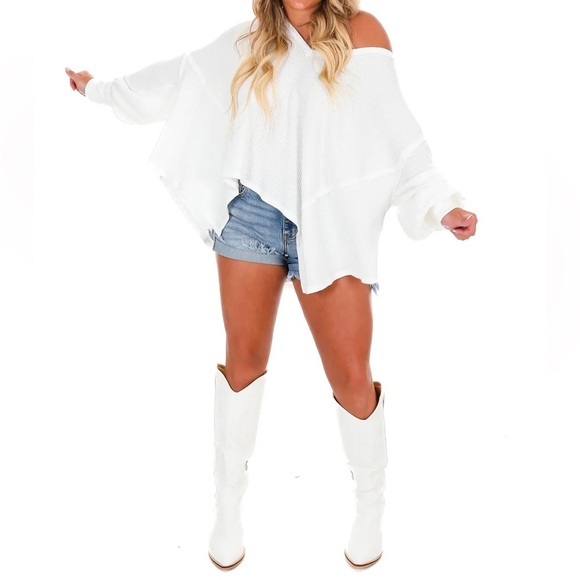 Free People Tops - FREE PEOPLE SZ XS WHITE CORALINE THERMAL